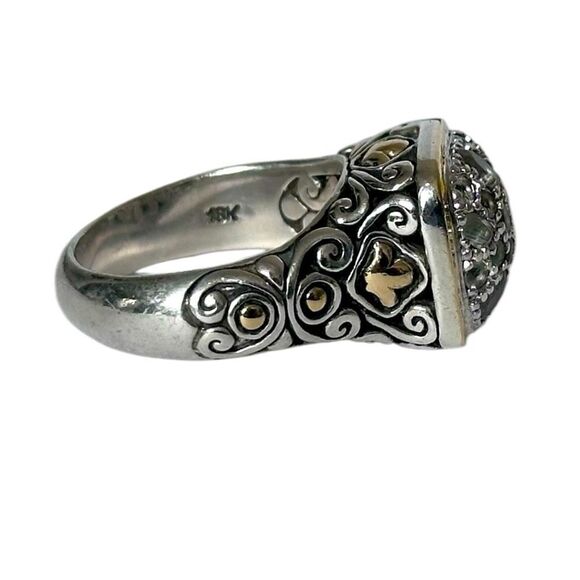 John Hardy Designer .925/18k Gold Light Colored Stone Cluster Ring. Size 7 - Picture 6 of 14